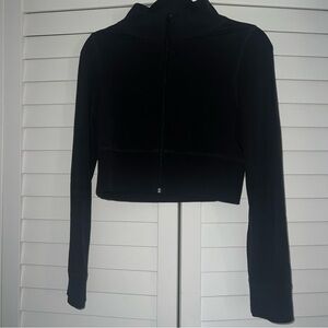 Organic Basics: Core Sport Crop Zip Jacket - Black